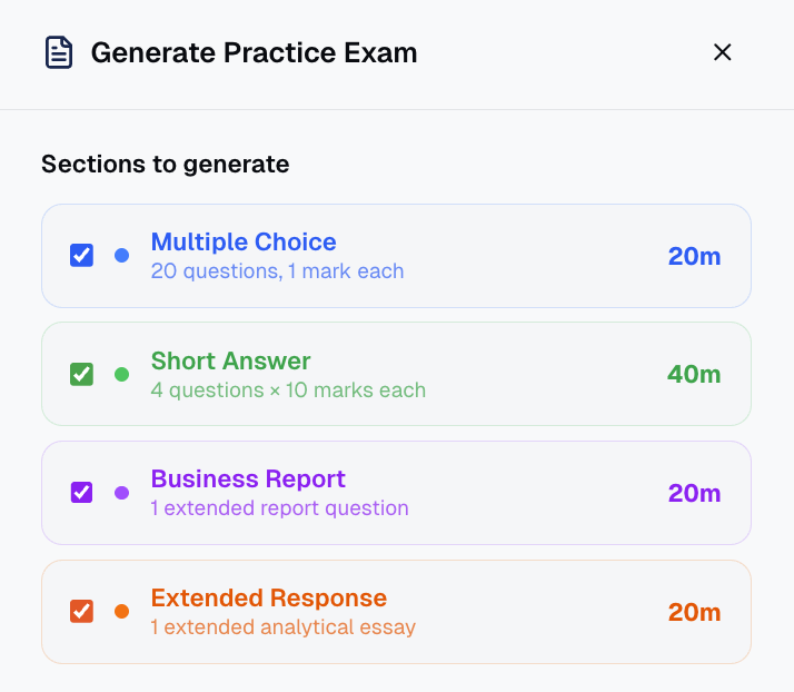 Practice exam paper
